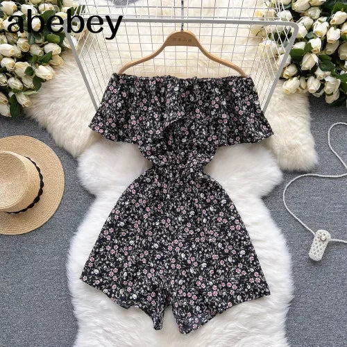 Stilla | Kvinders Rompers Off Shoulder Blomster Fashion Designer Jumpsuits