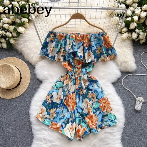 Stilla | Kvinders Rompers Off Shoulder Blomster Fashion Designer Jumpsuits