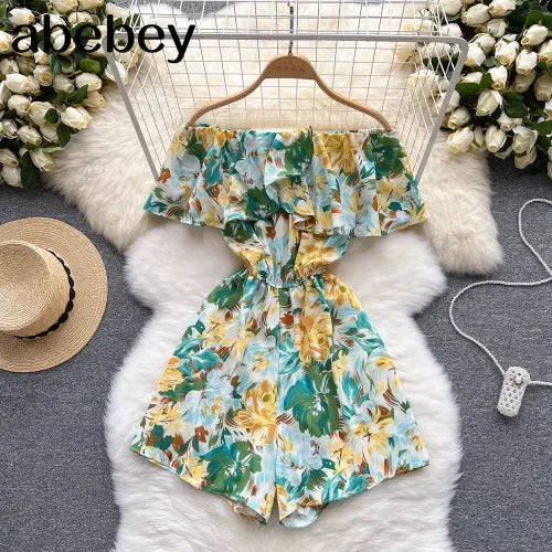 Stilla | Kvinders Rompers Off Shoulder Blomster Fashion Designer Jumpsuits