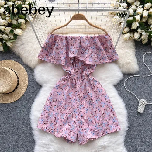 Stilla | Kvinders Rompers Off Shoulder Blomster Fashion Designer Jumpsuits