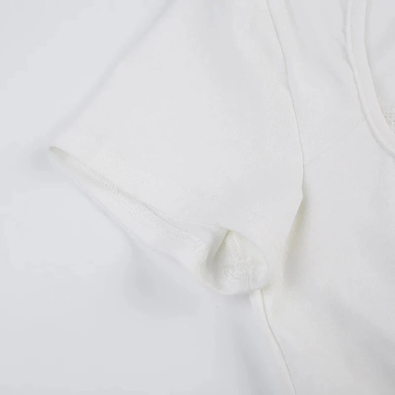 Stilla | Kvindernes Ruffle Blonder Trim Corsæt Toppe Mode Designer T-Shirts