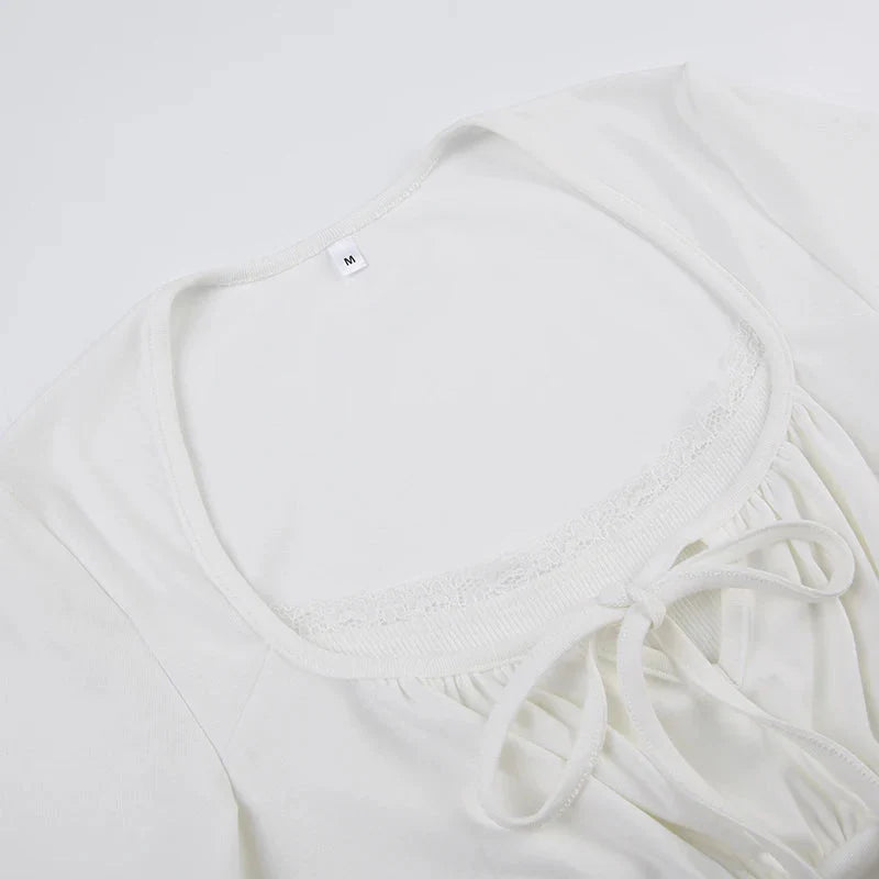 Stilla | Kvindernes Ruffle Blonder Trim Corsæt Toppe Mode Designer T-Shirts