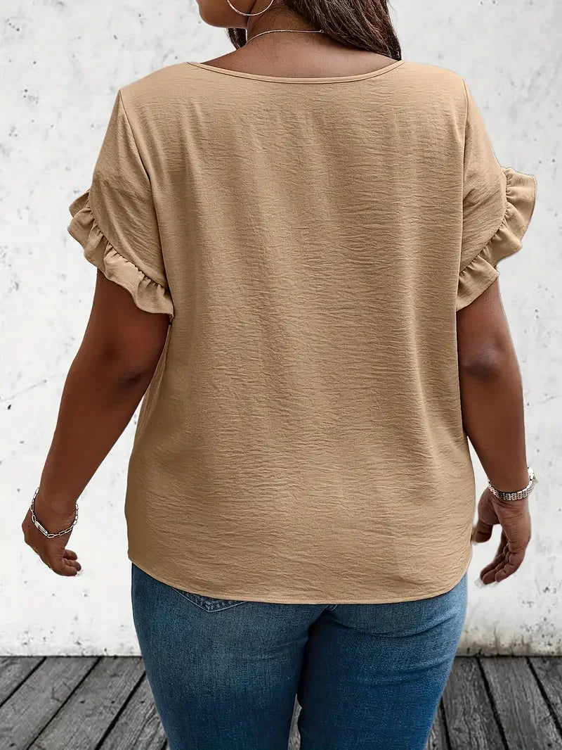 Stilla | Kvinders Rynket Bluse Mode Designer 2 5xl T-Shirts (plus Størrelse)