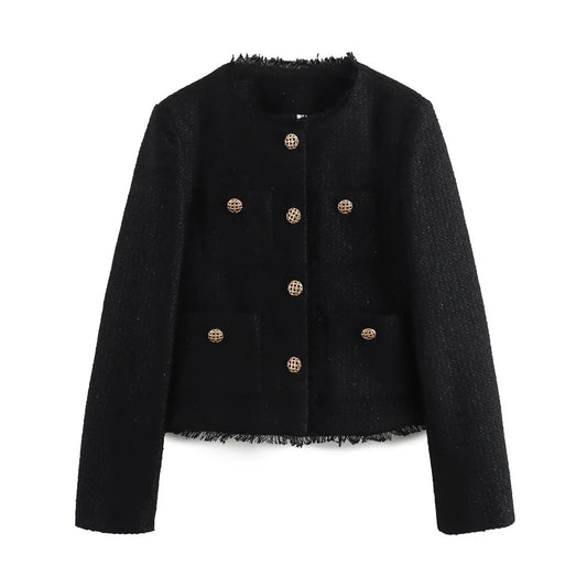 Stilla | Kvindernes Rustikke Toppe Mode Designer Tweed Uldjakker
