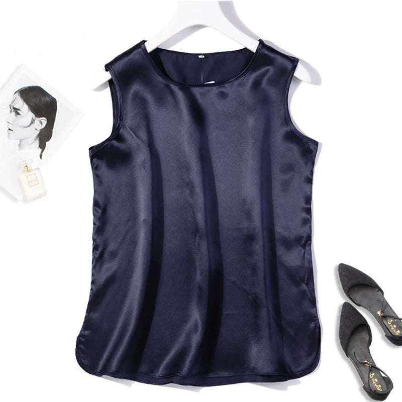 Stilla | Kvinders S 7xl Satin Toppe Mode Designer Singlets (plus Størrelse)