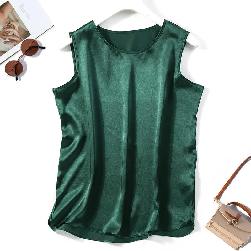 Stilla | Kvinders S 7xl Satin Toppe Mode Designer Singlets (plus Størrelse)