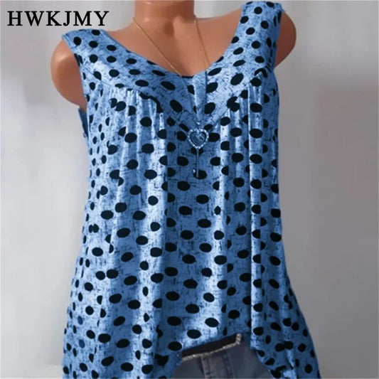 Stilla | Kvinders S 8xl Toppe Mode Designer Polka Dot Singlets (plus Størrelse)