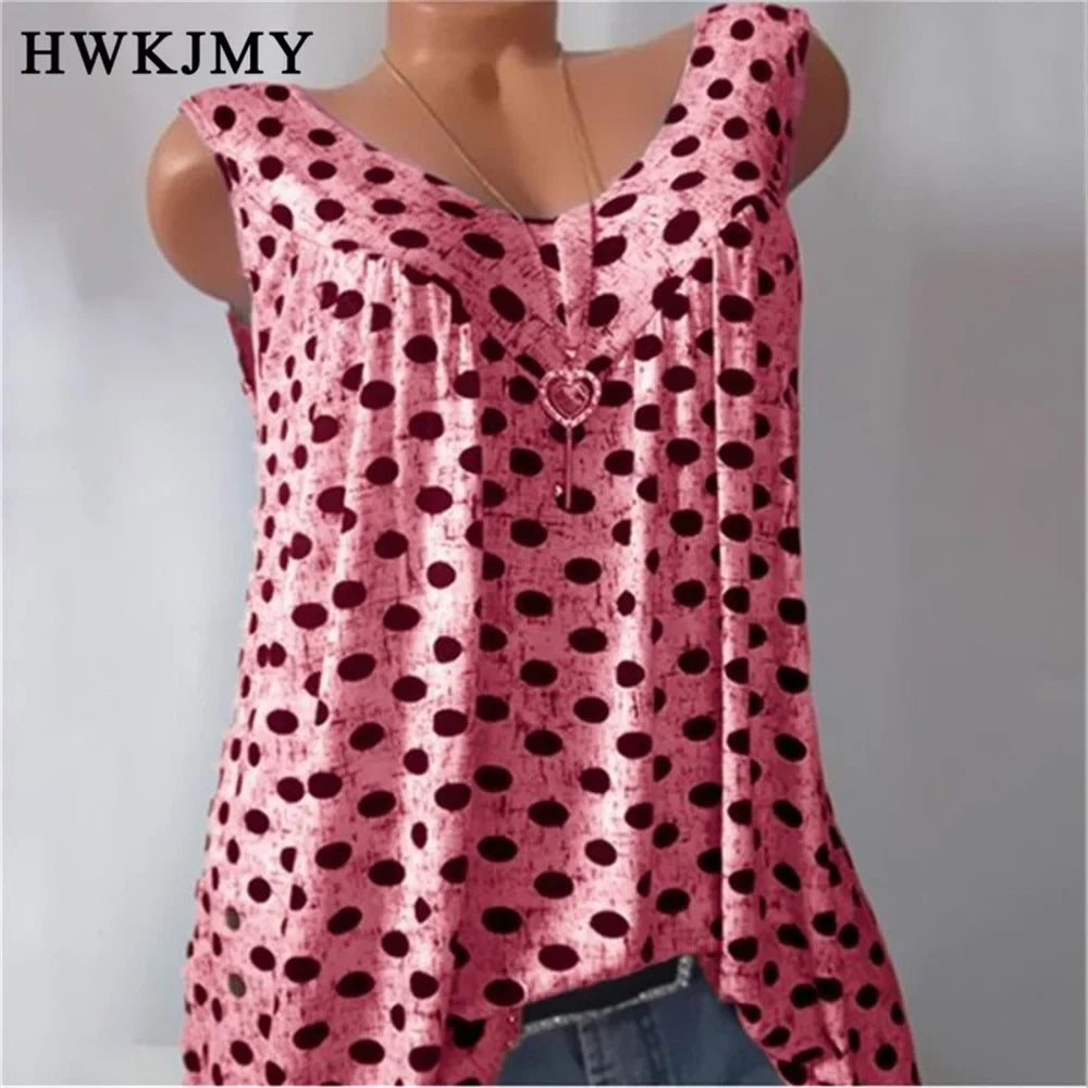 Stilla | Kvinders S 8xl Toppe Mode Designer Polka Dot Singlets (plus Størrelse)