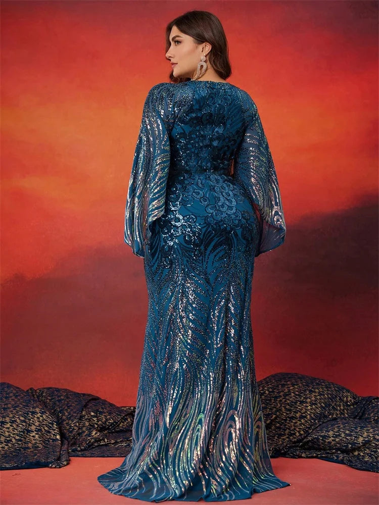 Stilla | Kvindernes Pailletter Aften Mode Designer 2 4xl Lange Kjoler (plus Størrelse)