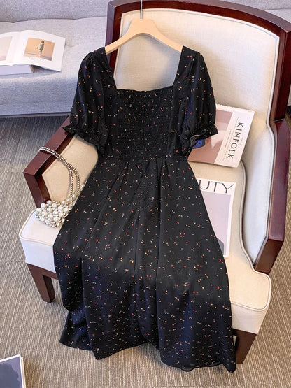 Stilla | Kvinders Firkantede Hals 5 9xl Mode Designer Retro Midi Kjoler (plus Størrelse)