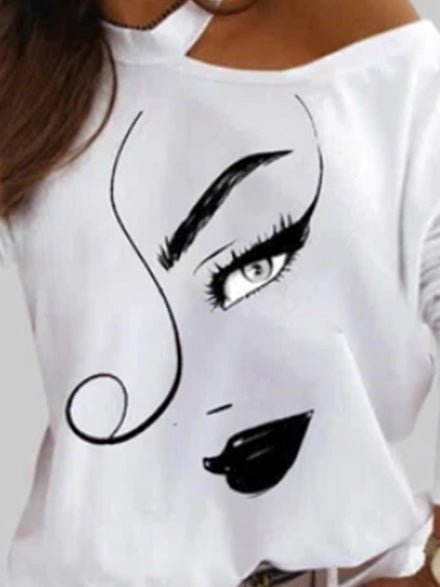 Stilla | Kvinders T-shirts Kunsttryk Halterneck Off Shoulder Langærmet T-shirt