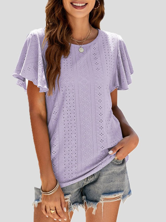 Stilla | Kvinders T-shirts Crew Neck Hullet Flæseærme T-shirt