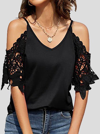 Stilla | Kvinder T-shirts V-hals Stropper Off Shoulder Blonde Ærme T-shirt
