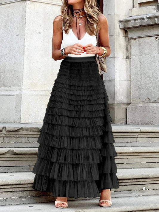 Stilla | Kvinders Tulle Lagdelt Mode Designer Volanger Nederdele (lang)
