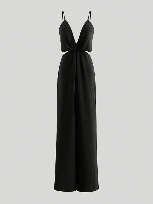 Stilla | Kvinders V-Hals Dyp Rynker Mode Designer Jumpsuits