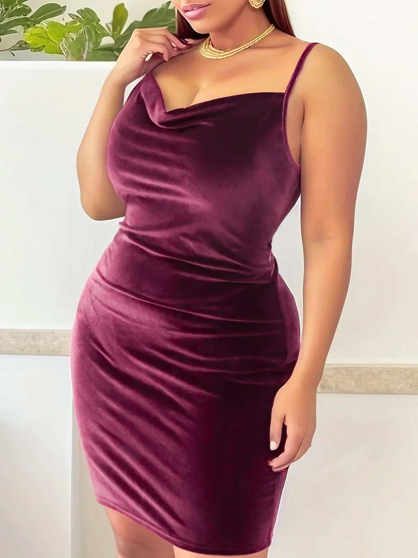 Stilla | Kvinders Velvet 2 5xl Mode Designer Bodycon Korte Kjoler (plus Størrelse)