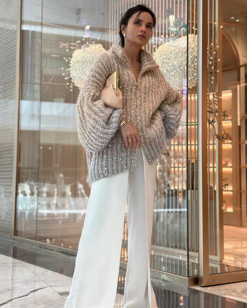 Stilla | Eleganter Strickjacke Aus Schimmernder Seide