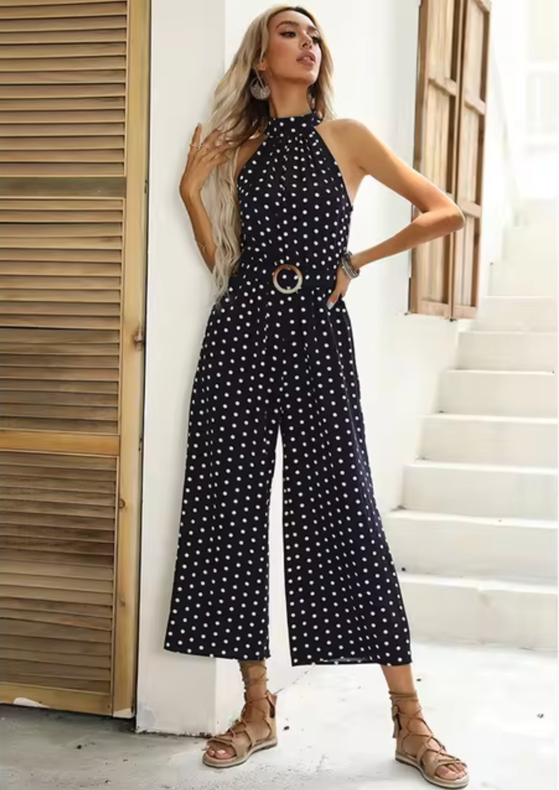 Stilla | Kombination Rygfri Jumpsuit med Pletter